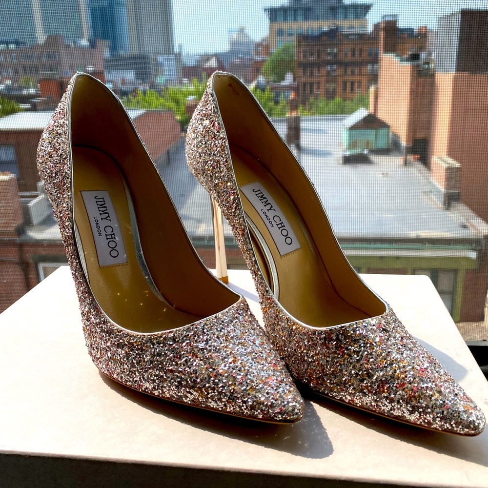 Jimmy Choo Romy 100mm Glitter Pumps